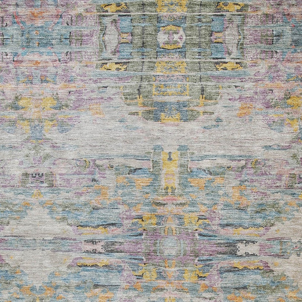 Homeroots 3' Gray Charcoal And Gold Abstract Washable Area Rug For Indoor And Outdoor Spaces, Durable Style 5' X 8' Polyester 604265