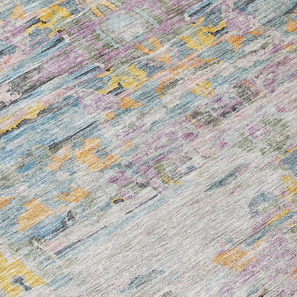 Homeroots 3' Gray Charcoal And Gold Abstract Washable Area Rug For Indoor And Outdoor Spaces, Durable Style 5' X 8' Polyester 604265