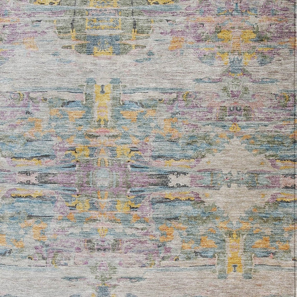 Homeroots 3' Gray Charcoal And Gold Abstract Washable Area Rug For Indoor And Outdoor Spaces, Durable Style 8' X 10' Polyester 604267