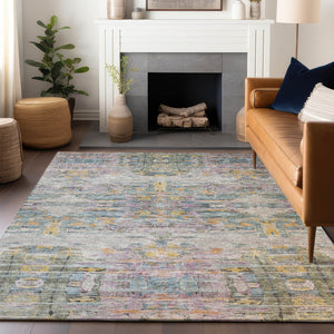 Homeroots 3' Gray Charcoal And Gold Abstract Washable Area Rug For Indoor And Outdoor Spaces, Durable Style 8' X 10' Polyester 604267