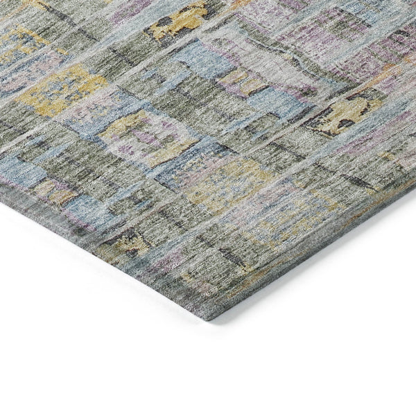 Homeroots 3' Gray Charcoal And Gold Abstract Washable Area Rug For Indoor And Outdoor Spaces, Durable Style 9' X 12' Polyester 604268