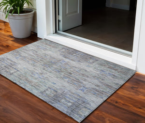 Homeroots 3' Gray Charcoal And Gold Abstract Washable Area Rug For Indoor And Outdoor Spaces, Durable Style 3' X 5' Polyester 604270