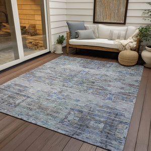Homeroots 3' Gray Charcoal And Gold Abstract Washable Area Rug For Indoor And Outdoor Spaces, Durable Style 3' X 5' Polyester 604270