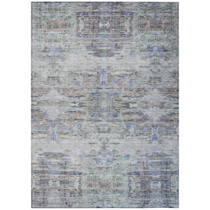 HomeRoots 5' Modern Washable Indoor/Outdoor Area Rug in Taupe Blue & Green Abstract Design for Versatile Spaces 5' X 8' 604271