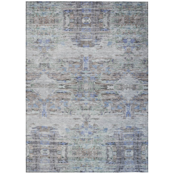 HomeRoots 5' Modern Washable Indoor/Outdoor Area Rug in Taupe Blue & Green Abstract Design for Versatile Spaces 5' X 8' 604271
