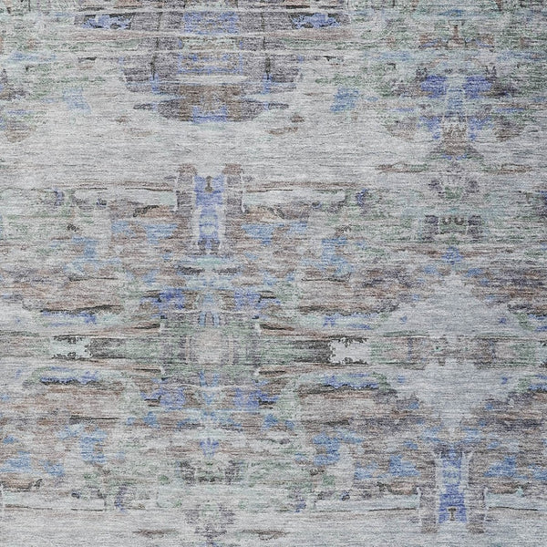 Homeroots 3' Gray Charcoal And Gold Abstract Washable Area Rug For Indoor And Outdoor Spaces, Durable Style 5' X 8' Polyester 604271