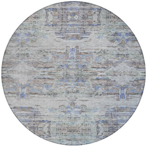 Homeroots 3' Gray Charcoal And Gold Abstract Washable Area Rug For Indoor And Outdoor Spaces, Durable Style 8' Round Polyester 604272