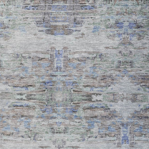 Homeroots 3' Gray Charcoal And Gold Abstract Washable Area Rug For Indoor And Outdoor Spaces, Durable Style 8' X 10' Polyester 604273