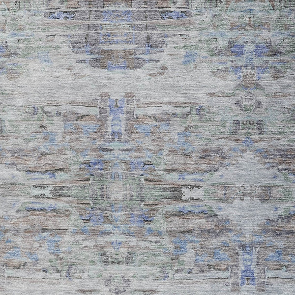 Homeroots 3' Gray Charcoal And Gold Abstract Washable Area Rug For Indoor And Outdoor Spaces, Durable Style 8' X 10' Polyester 604273