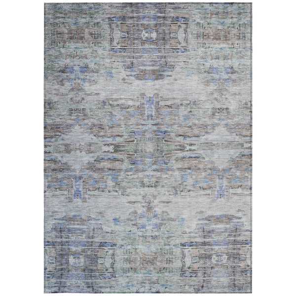 Homeroots 3' Gray Charcoal And Gold Abstract Washable Area Rug For Indoor And Outdoor Spaces, Durable Style 9' X 12' Polyester 604274