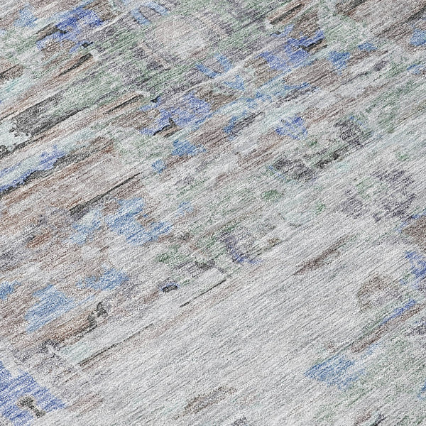 Homeroots 3' Gray Charcoal And Gold Abstract Washable Area Rug For Indoor And Outdoor Spaces, Durable Style 9' X 12' Polyester 604274