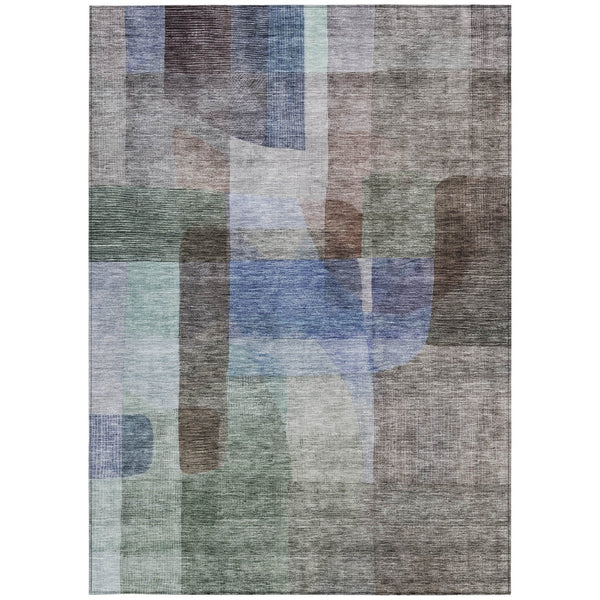 Homeroots 3' Abstract Washable Indoor Outdoor Area Rug In Brown, Green, And Blue - Durable And Stylish Decor 3' X 5' Polyester 604276