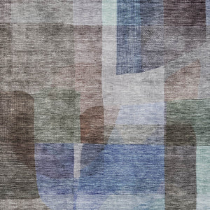 Homeroots 3' Abstract Washable Indoor Outdoor Area Rug In Brown, Green, And Blue - Durable And Stylish Decor 9' X 12' Polyester 604280