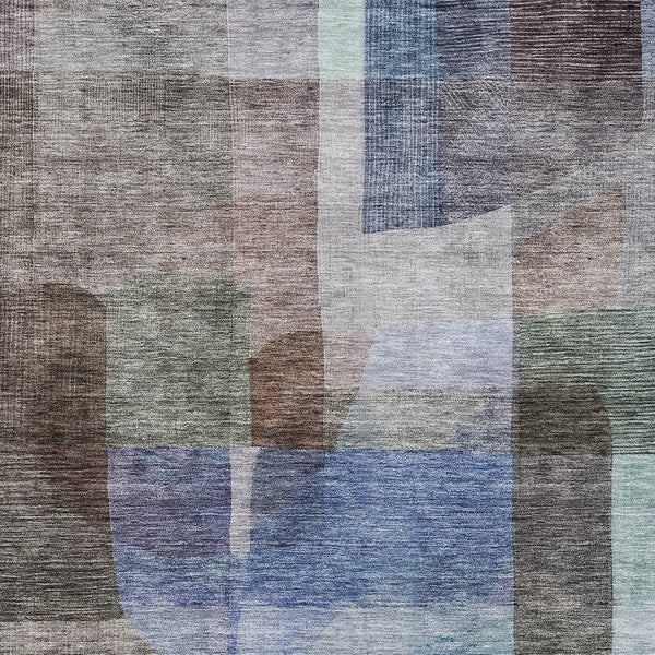 Homeroots 3' Abstract Washable Indoor Outdoor Area Rug In Brown, Green, And Blue - Durable And Stylish Decor 9' X 12' Polyester 604280