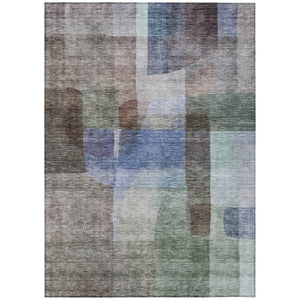 HomeRoots 5' Abstract Brown Green Blue Indoor Outdoor Area Rug – Stylish, Durable, Stain-Resistant Design! 10' X 14' 604281