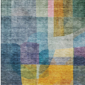 Homeroots 3' Abstract Washable Indoor Outdoor Area Rug In Brown, Green, And Blue - Durable And Stylish Decor 3' X 5' Polyester 604282