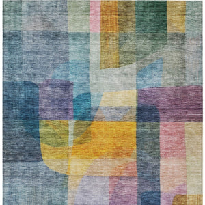 Homeroots 3' Abstract Washable Indoor Outdoor Area Rug In Brown, Green, And Blue - Durable And Stylish Decor 5' X 8' Polyester 604283