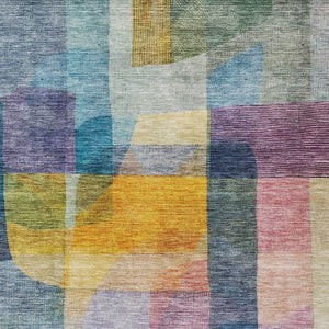 Homeroots 3' Abstract Washable Indoor Outdoor Area Rug In Brown, Green, And Blue - Durable And Stylish Decor 5' X 8' Polyester 604283