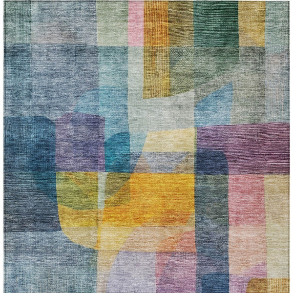 Homeroots 3' Abstract Washable Indoor Outdoor Area Rug In Brown, Green, And Blue - Durable And Stylish Decor 8' X 10' Polyester 604285