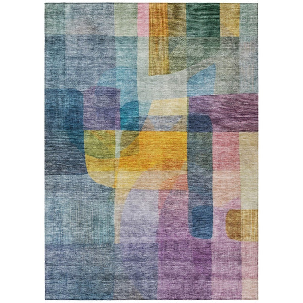 HomeRoots 9' Abstract Washable Area Rug in Blue, Green & Purple - Perfect for Indoor & Outdoor Spaces! 604286