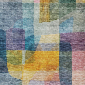 Homeroots 3' Abstract Washable Indoor Outdoor Area Rug In Brown, Green, And Blue - Durable And Stylish Decor 9' X 12' Polyester 604286