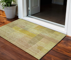 Homeroots 3' Abstract Washable Indoor Outdoor Area Rug In Brown, Green, And Blue - Durable And Stylish Decor 3' X 5' Polyester 604288