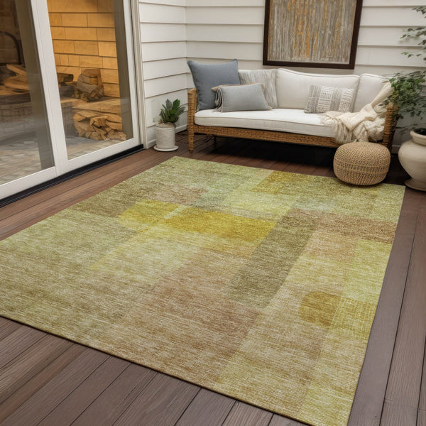 Homeroots 3' Abstract Washable Indoor Outdoor Area Rug In Brown, Green, And Blue - Durable And Stylish Decor 3' X 5' Polyester 604288