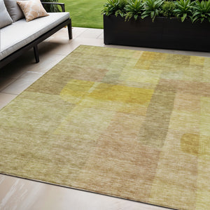 Homeroots 3' Abstract Washable Indoor Outdoor Area Rug In Brown, Green, And Blue - Durable And Stylish Decor 5' X 8' Polyester 604289