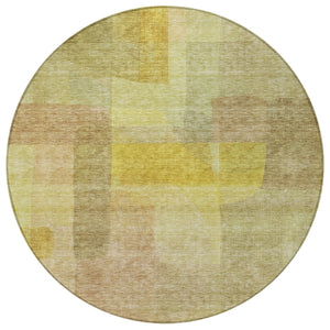 Homeroots 3' Abstract Washable Indoor Outdoor Area Rug In Brown, Green, And Blue - Durable And Stylish Decor 8' Round Polyester 604290