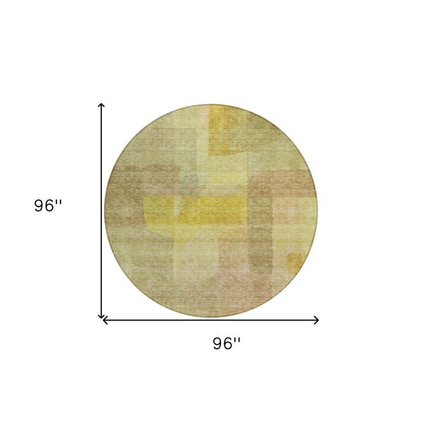 Homeroots 3' Abstract Washable Indoor Outdoor Area Rug In Brown, Green, And Blue - Durable And Stylish Decor 8' Round Polyester 604290