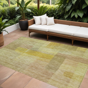 Homeroots 3' Abstract Washable Indoor Outdoor Area Rug In Brown, Green, And Blue - Durable And Stylish Decor 9' X 12' Polyester 604292