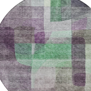 Homeroots 3' Abstract Washable Indoor Outdoor Area Rug In Brown, Green, And Blue - Durable And Stylish Decor 8' Round Polyester 604296