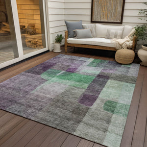 Homeroots 3' Abstract Washable Indoor Outdoor Area Rug In Brown, Green, And Blue - Durable And Stylish Decor 10' X 14' Polyester 604299