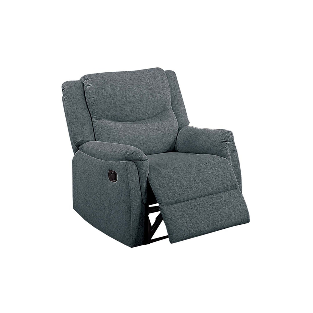 English Elm 1pc Manual Recliner Burlap Fabric Upholstered Padded Armrests Living Room Lounge Chair Dark Gray B011P466439