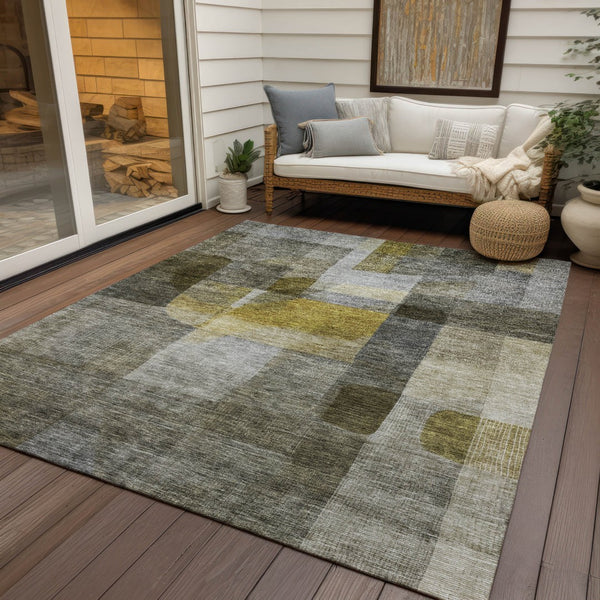 Homeroots 3' Abstract Washable Indoor Outdoor Area Rug In Brown, Green, And Blue - Durable And Stylish Decor 5' X 8' Polyester 604301