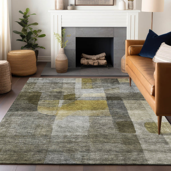 Homeroots 3' Abstract Washable Indoor Outdoor Area Rug In Brown, Green, And Blue - Durable And Stylish Decor 8' X 10' Polyester 604303