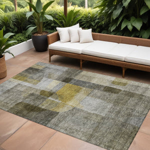 Homeroots 3' Abstract Washable Indoor Outdoor Area Rug In Brown, Green, And Blue - Durable And Stylish Decor 9' X 12' Polyester 604304
