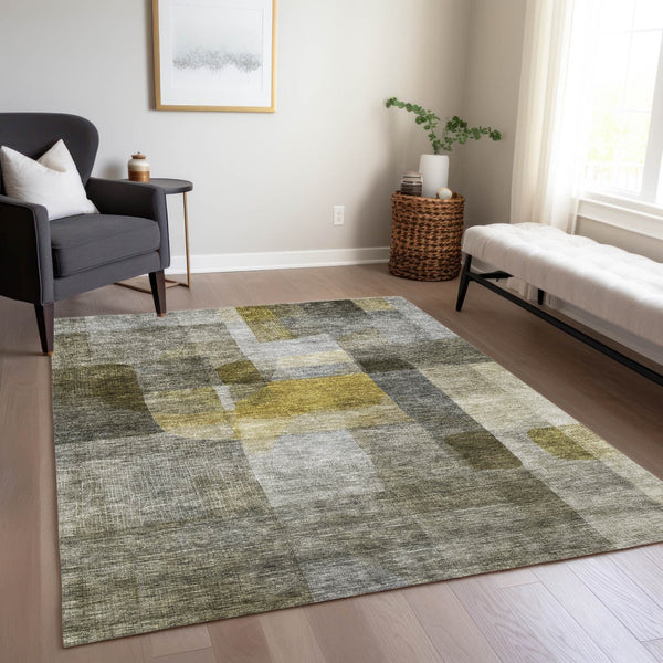 Homeroots 3' Abstract Washable Indoor Outdoor Area Rug In Brown, Green, And Blue - Durable And Stylish Decor 10' X 14' Polyester 604305