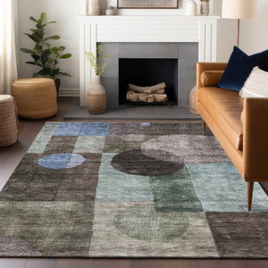 Homeroots 3' Stylish Geometric Indoor Outdoor Area Rug - Washable, Stain-resistant, Perfect For High Traffic Spaces 8' X 10' Polyester 604309