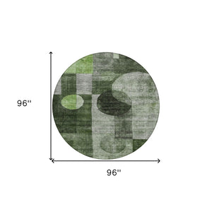 Homeroots 3' Stylish Geometric Indoor Outdoor Area Rug - Washable, Stain-resistant, Perfect For High Traffic Spaces 8' Round Polyester 604320