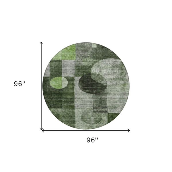 Homeroots 3' Stylish Geometric Indoor Outdoor Area Rug - Washable, Stain-resistant, Perfect For High Traffic Spaces 8' Round Polyester 604320