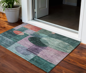 Homeroots 3' Stylish Geometric Indoor Outdoor Area Rug - Washable, Stain-resistant, Perfect For High Traffic Spaces 3' X 5' Polyester 604324