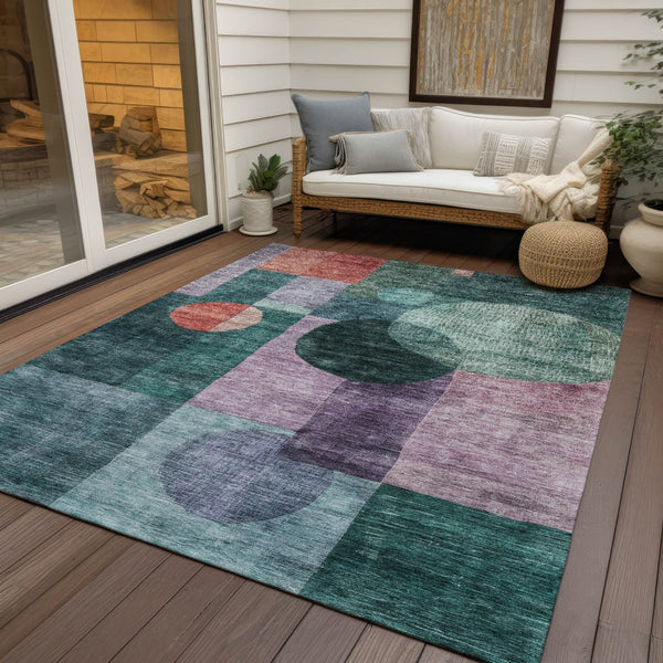 Homeroots 3' Stylish Geometric Indoor Outdoor Area Rug - Washable, Stain-resistant, Perfect For High Traffic Spaces 3' X 5' Polyester 604324