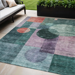 Homeroots 3' Stylish Geometric Indoor Outdoor Area Rug - Washable, Stain-resistant, Perfect For High Traffic Spaces 5' X 8' Polyester 604325