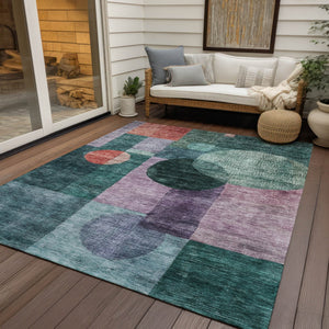 Homeroots 3' Stylish Geometric Indoor Outdoor Area Rug - Washable, Stain-resistant, Perfect For High Traffic Spaces 9' X 12' Polyester 604328