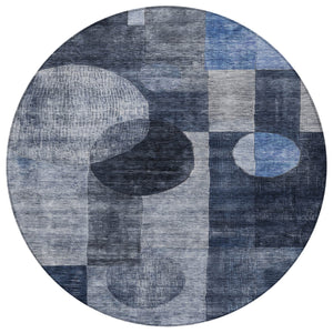 Homeroots 3' Stylish Geometric Indoor Outdoor Area Rug - Washable, Stain-resistant, Perfect For High Traffic Spaces 8' Round Polyester 604332