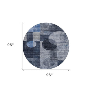 Homeroots 3' Stylish Geometric Indoor Outdoor Area Rug - Washable, Stain-resistant, Perfect For High Traffic Spaces 8' Round Polyester 604332