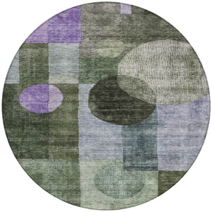 Homeroots 3' Stylish Geometric Indoor Outdoor Area Rug - Washable, Stain-resistant, Perfect For High Traffic Spaces 8' Round Polyester 604338