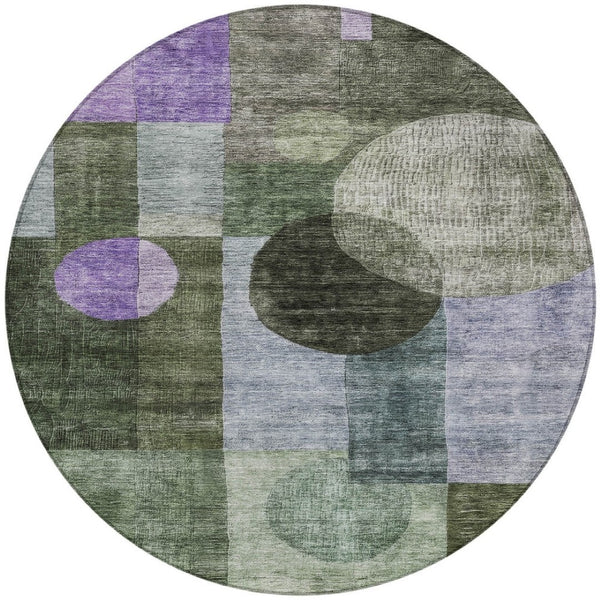 Homeroots 3' Stylish Geometric Indoor Outdoor Area Rug - Washable, Stain-resistant, Perfect For High Traffic Spaces 8' Round Polyester 604338