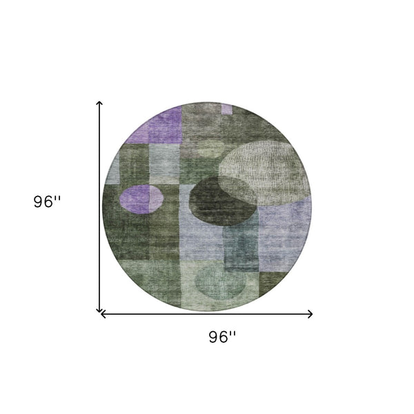 Homeroots 3' Stylish Geometric Indoor Outdoor Area Rug - Washable, Stain-resistant, Perfect For High Traffic Spaces 8' Round Polyester 604338